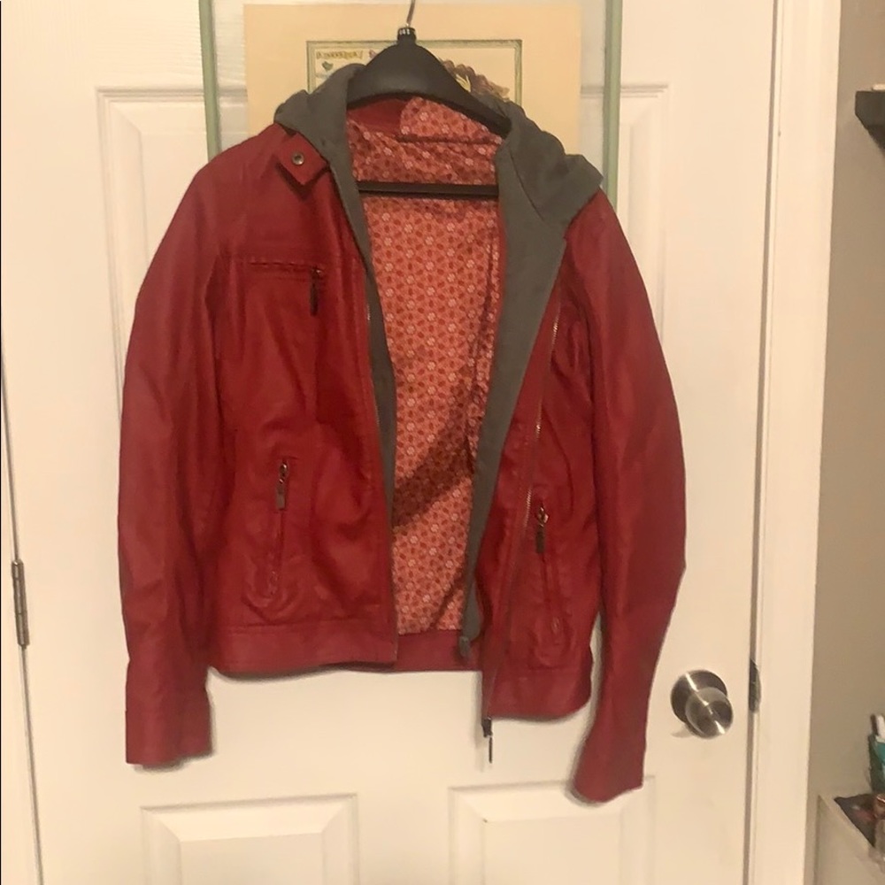 Italian faux leather jacket with detachable hood